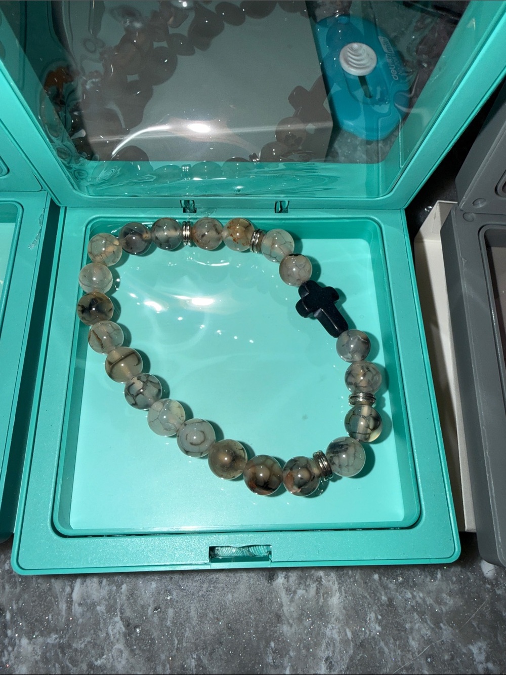 You choose Rose Quartz Stretch Beaded cross Bracelet - Picture 3 of 6
